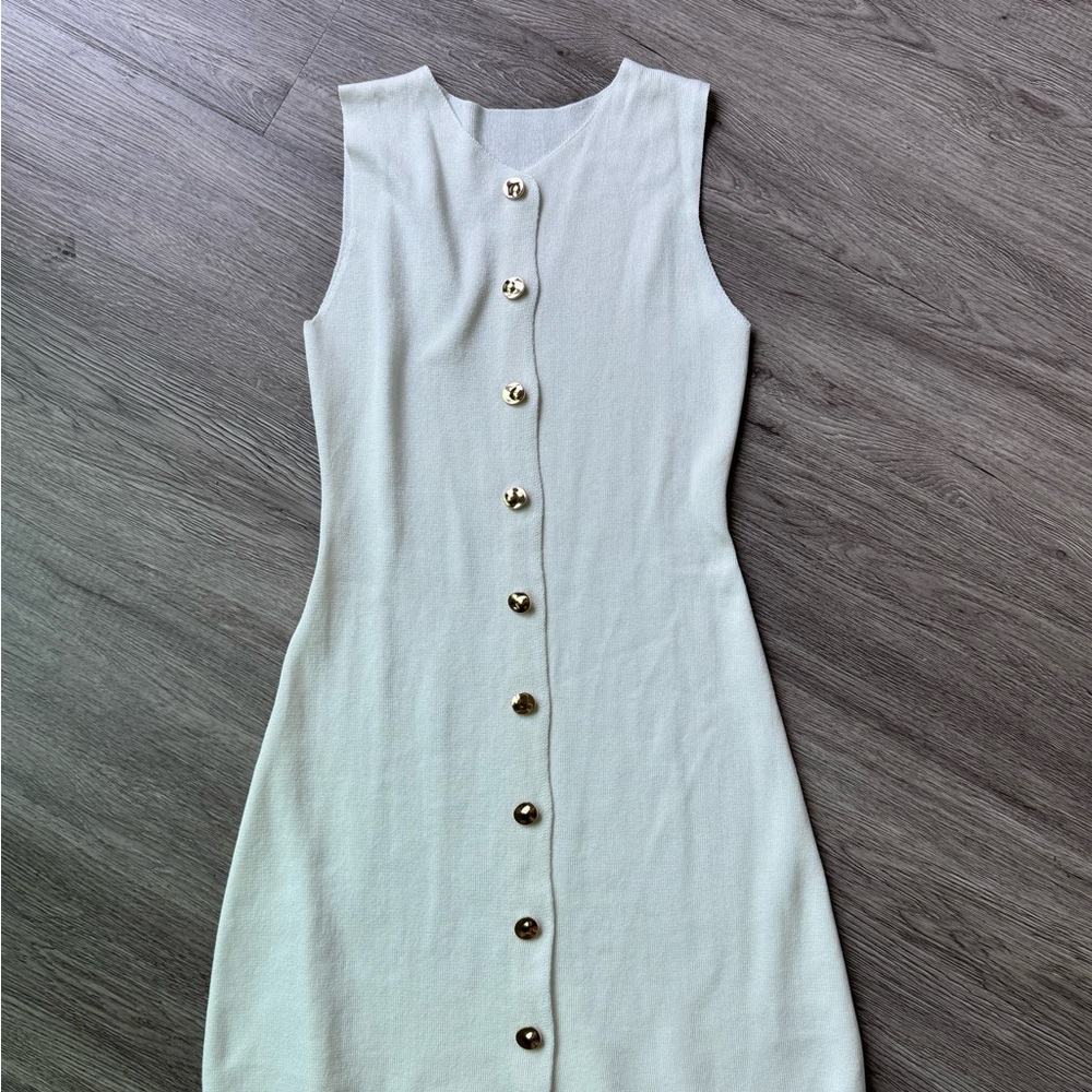 SHEIN White Midi Dress with Gold Accents
